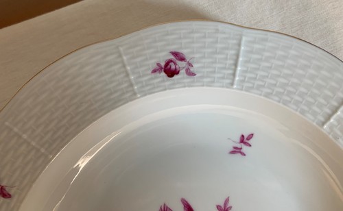 Herend Rand Suppenschüssel 1941 mit rotem Himbeer Tulpenstrauß. 9,5" d - Bild 5 von 17