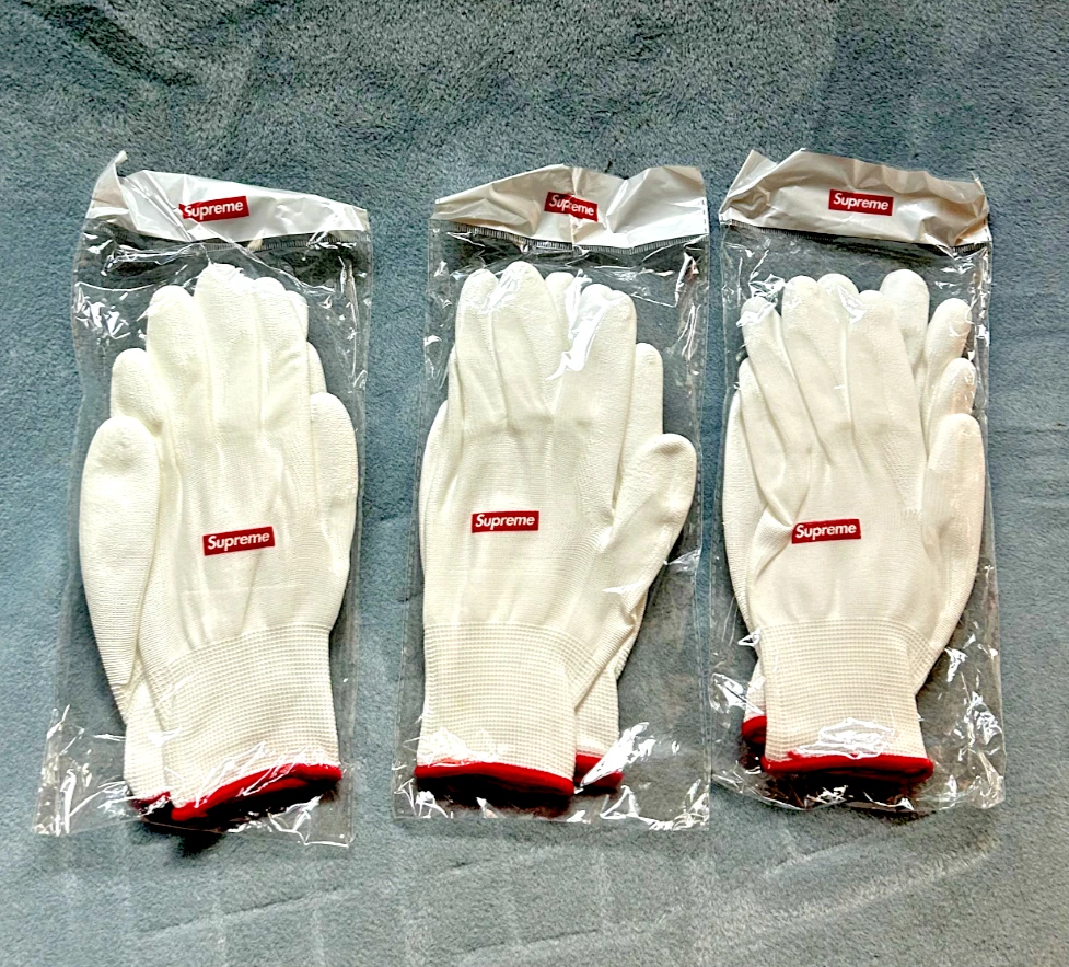 3 gants de travail caoutchoutés Supreme FW20 neufs scellés boîte logo blanc