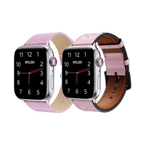 Waloo 2-Pack Shiny Brilliance & Breathable Leather Bands For Apple Watch - Picture 50 of 94