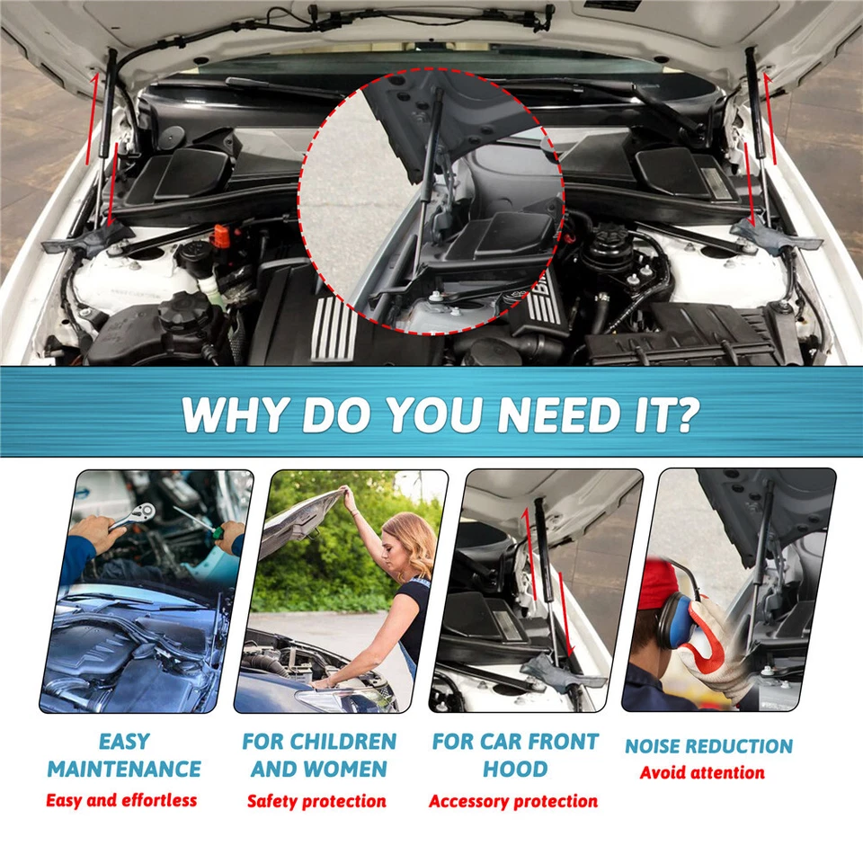 Front Bonnet Hoods + Rear Trunks Gas Struts For Bmw 323i 2006-2011 Gas Struts  Foto 2 de 4