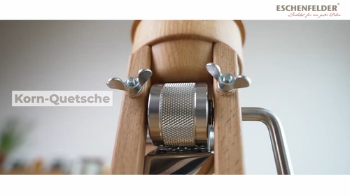 Eschenfelder Kornquetsche Tischmodell Holztrichter und Alutrichter und Sparsets - Video 1 von 1