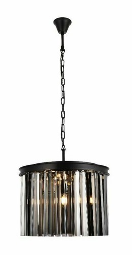 Chandelier Crystal Light Fixture Matte Black Dining Room or Kitchen Island 20" - Picture 6 of 10