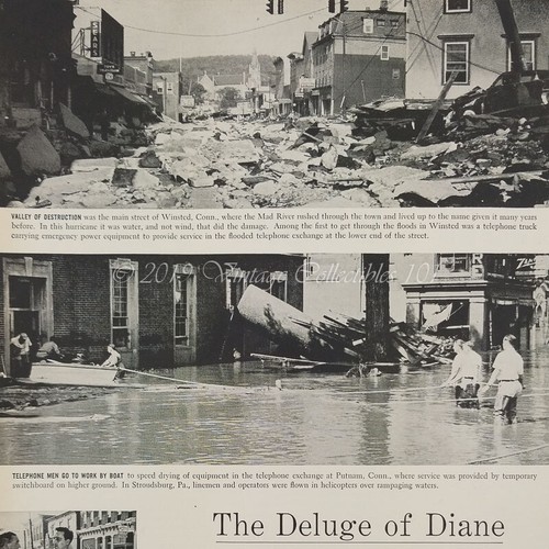 1955 Hurricane Diane Winsted CT Stroudsberg PA photo Bell Telephone vintage ad - Picture 10 of 12