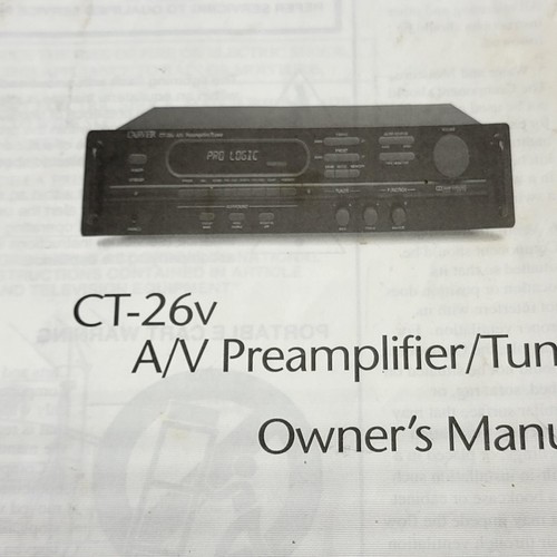 ORIGINAL - NOT A COPY - Carver CT-26v A/V Preamplifier Tuner Users Owners Manual - Picture 2 of 24