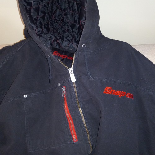 Vintage Snap-On Tools Canvas Hooded Work Jacket Mens 2XL Black Embroidered USA - Picture 5 of 13