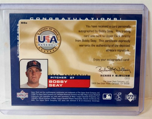 2000 Upper Deck Touch of Gold #BSe Bobby Seay 410/500 AUTO Team USA - Foto 2 di 2
