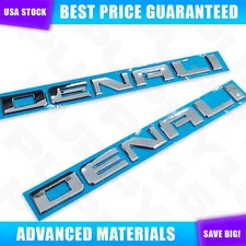 2PCS 3D Chrome Denali Letter Emblems Nameplate Badge For Sierra 1500 Tahoe Yukon