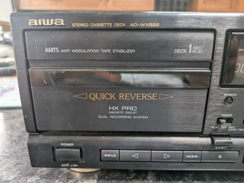 Raro Aiwa AD-WX929 Doble Cassette Deck Grabación Doble Control Remoto de Doblaje de Alta Velocidad - Imagen 2 de 11