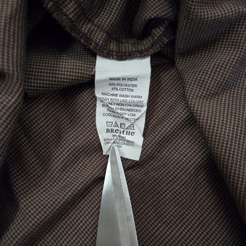 PrAna Button Front Lightweight Roll Tab Sleeve Pocket Brown Shirt Men's L - Picture 10 of 10