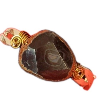 Armreif Achat Manschette natur geschnitzt schwarz Edelstein.Kupfer Draht Wickel Klapparmband 