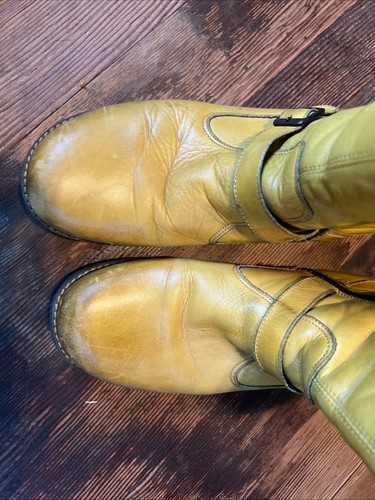 Vintage JAFA Chartreuse Yellow Leather Ankle Boots - Size 42 EU - Picture 8 of 9