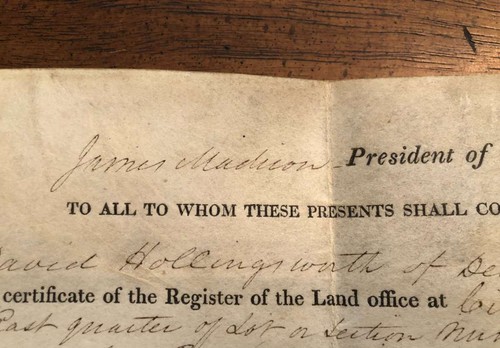 E4708 : 1810 James Madison Signé Deux Fois , Cincinnati, Ohio Land Acte - Picture 2 of 6