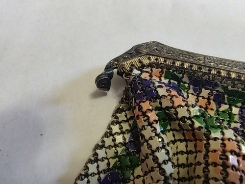 Antique Mandalian MFG CO Art Deco Enameled Metal Mesh Purse Bag Damaged *READ* - Picture 7 of 8