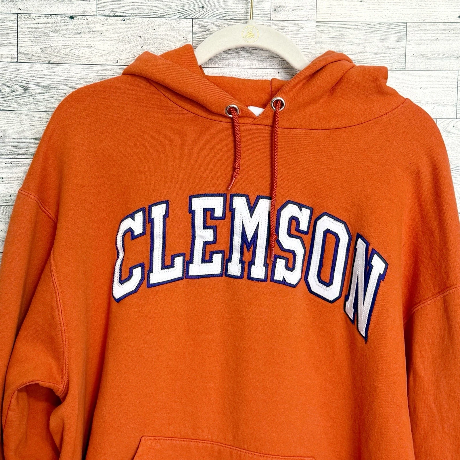 VETEMENTS Felpa con cappuccio Champion Clemson Tigers XL pochette autentica abbigliamento sportivo unisex