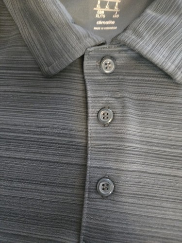Adidas Mens Gray/ Blue Stipes 1/4 Buttton Up Short Sleeve Polo Shirt Size Xl. - Picture 7 of 9
