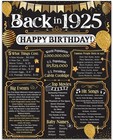 100th Birthday 1925 Poster Back in 1925 Party Decorations 11x14 Unframed Print