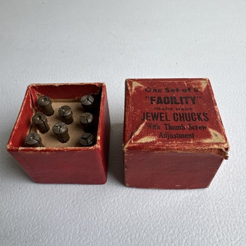 Vintage Facility Jeweled Chucks With Thumb Adj Watchmakers Collets Set Of 8