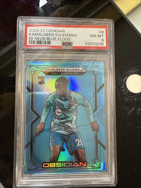 Kamaldeen Sulemana 2022-23 Panini Obsidian Neon Blue Flood /12 RC PSA 8