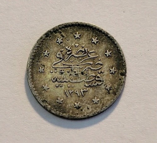 1884 (1293) Ottoman Empire 1 Kurus World Silver Coin - Bild 2 von 2