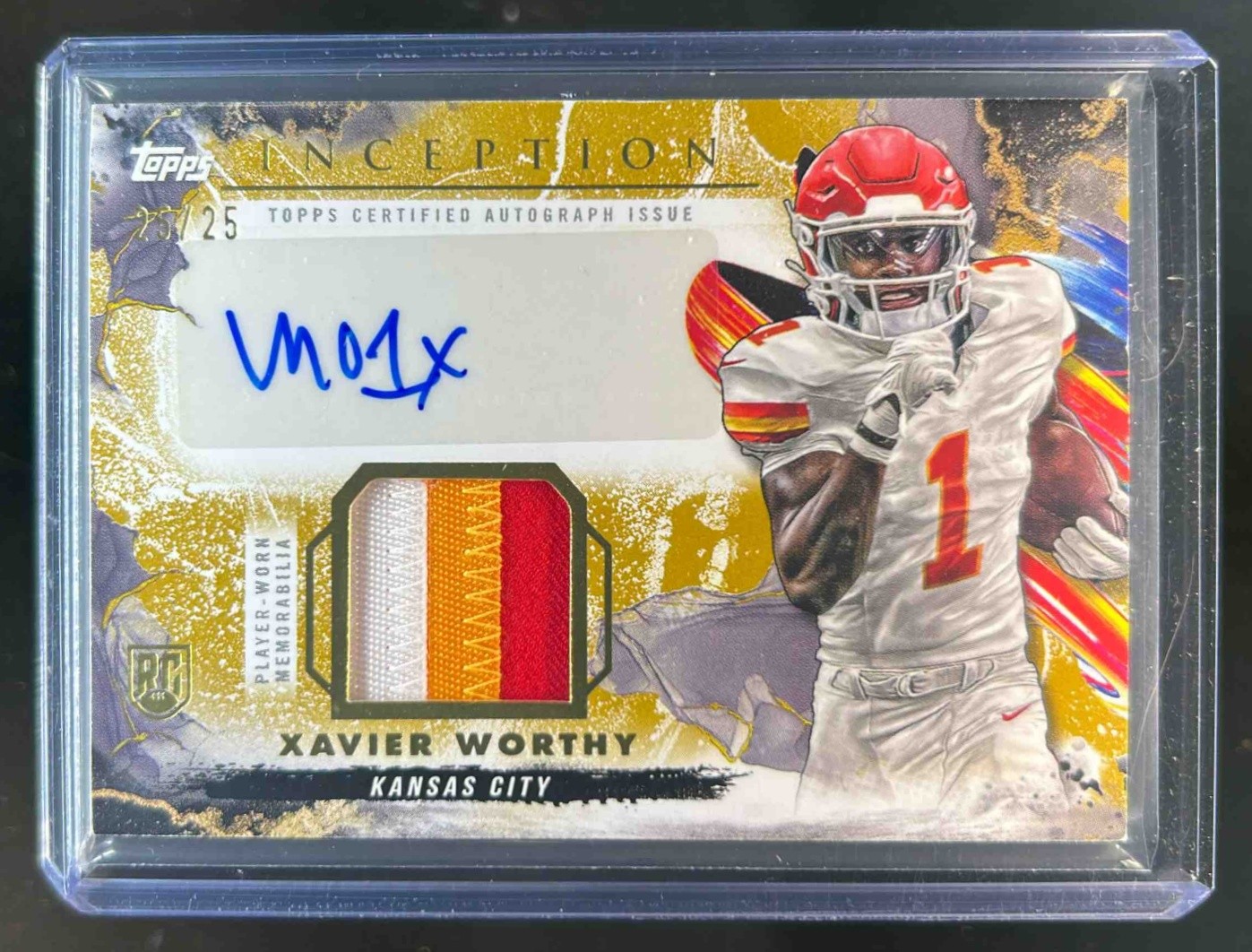 2024 Topps Inception Xavier Worthy Provenance Patch Auto Gold RC #25/15 Chiefs