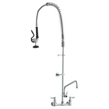 47in Wall-Mounted Pre-Rinse Faucet 8in Adjustable Centers 12in Rotating Spout