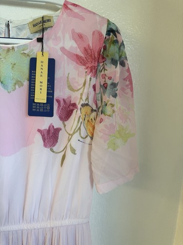 Vintage Hanae Mori Maxi Dress Pink Floral Size Lined Pleated - Picture 4 of 20