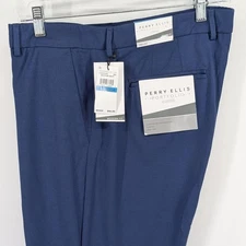 Perry Ellis Portfolio Men's Modern-Fit Birdseye Stretch Dress Pants Blue 36 x 34