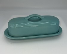 Chantal Butter Dish Aqua Full Sized Covered Top Handle Ceramic