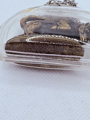Vintage Thai Bull Amulet In Case 24” Silvertone Chain Monk LP Kalong Talisman - Picture 6 of 11