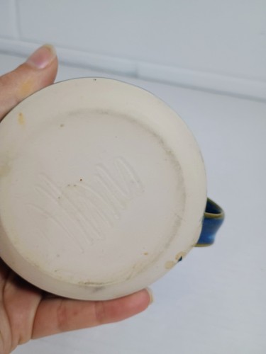 Tazza da caffè in ceramica smaltata a goccia blu fatta a mano - Foto 3 di 7