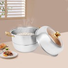 8L/2.11Gal 3 Tiers Silver& Gold 15.75*16.73in Stainless Steel Steam Cooker