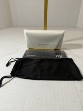 Michael Kors MK Cream White Sunglasses Case Shell Large, Pouch  Cleaning Cloth