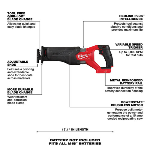 Kit combinado de herramientas inalámbrico iones de litio Milwaukee 3697-27 M18 combustible 18V 7 - Imagen 8 de 12