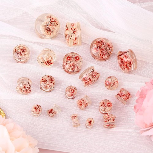 2Pcs Flower Ear Gauges Plugs Gauge 2g to 1'' Resin Tunnels Real flower plugs ... - Picture 6 of 6