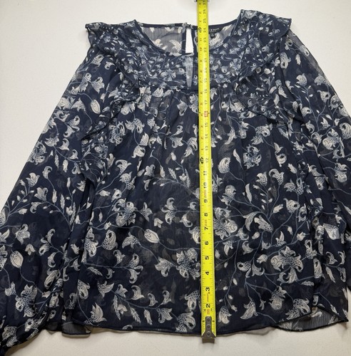 Lucky Brand Cottage Core Boho Bohemian Floral Bluse Gr. L blau - Bild 3 von 7