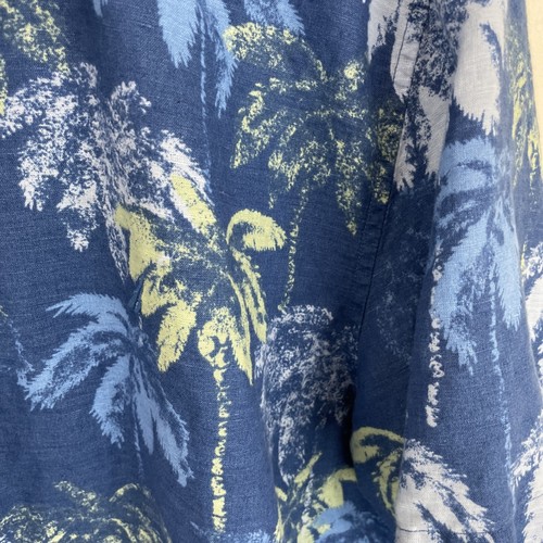 Nautica Linen Cotton Shirt Mens 2XL XXL Blue Tropical Print Short Sleeve Button - Picture 6 of 12