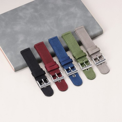 18mm 20mm 22mm Canvas Strap Breathable Sport Watchband Rivets Nylon Watch Band - Picture 4 of 24