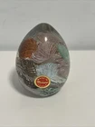 Vintage Murano Mid Century Latticino Ribbon Paperweight Glass Egg Multicolor
