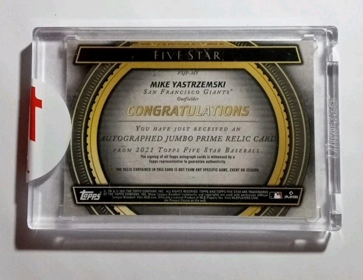 2021 21 Topps 5 Five Star Mike Yastrzemski Jumbo Patch Prime Relic Auto 08/10 - Image 2 of 2