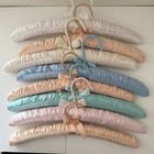 Padded Satin  Clothing Hangers 15" Lot of 8 various pastel color Vintage