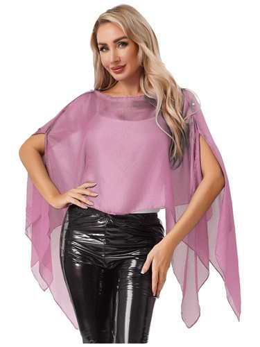 Mujeres Bufanda Ala de Murciélago Prendas para el torso Cubrir Chal Bolero Imitación Blusa Encogerse de hombros Camisa Fiesta - Imagen 89 de 144