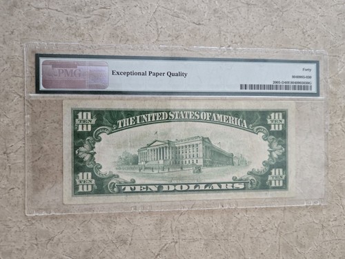 1934 $10 Dollar Bill Federal Reserve Note Cleveland Graded PMG 40 - Picture 2 of 2