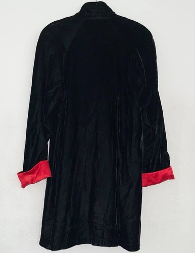 Moda International Vintage Samt Mantel Damen schwarz rot gefüttert ausgestellt Gothic 80’s 90’s - Bild 3 von 10