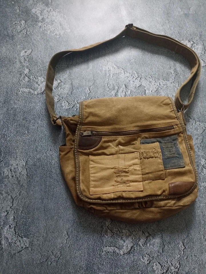 SACO DE ALGODÃO DIESEL ANOS 90 ARQUIVO MILITAR DESGASTADO Cáqui Usado - Imagem 4 de 4