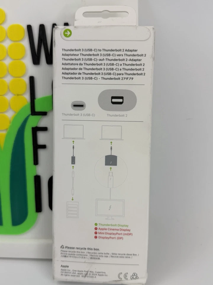 Apple Thunderbolt3 to Thunderbolt2 Adapter MYH93AM/A Brand NEW! Sealed - Image 2 of 4