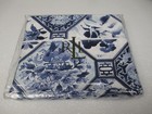 Ralph Lauren PALM HARBOR 450TC White Blue Octagonal Floral Flat Sheet - Queen