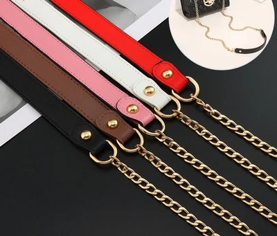 MARKENLOS Ersatz Metall PU Leder flache Handtasche Kette Schultergurt Tasche Handtasche