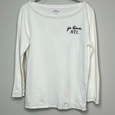 J.Crew Ivory Je T'Aime NYC Shirt Size XS 100% Cotton I Love NYC