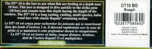 RAPALA DT-10 DIVES-TO DT10 BLUEGILL LURE 2 1/2" BODY - Picture 2 of 2