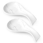 Spoon Rest for Stove Top 2PCS, Kitchen Spoon Holder Set, White Marble Spoon R...